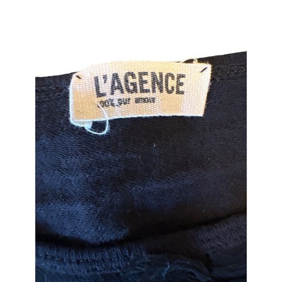 LAgence Womens Black Sleeveless Ruffle Front Shift Dress Sz 2 Wool Botton Blend - Picture 3 of 6